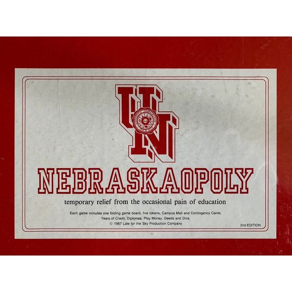 HTF 1987 NEBRASKAOPOLY Nebraska Monopoly Board Game, 1st Edition! New Dinged Box - Picture 1 of 6